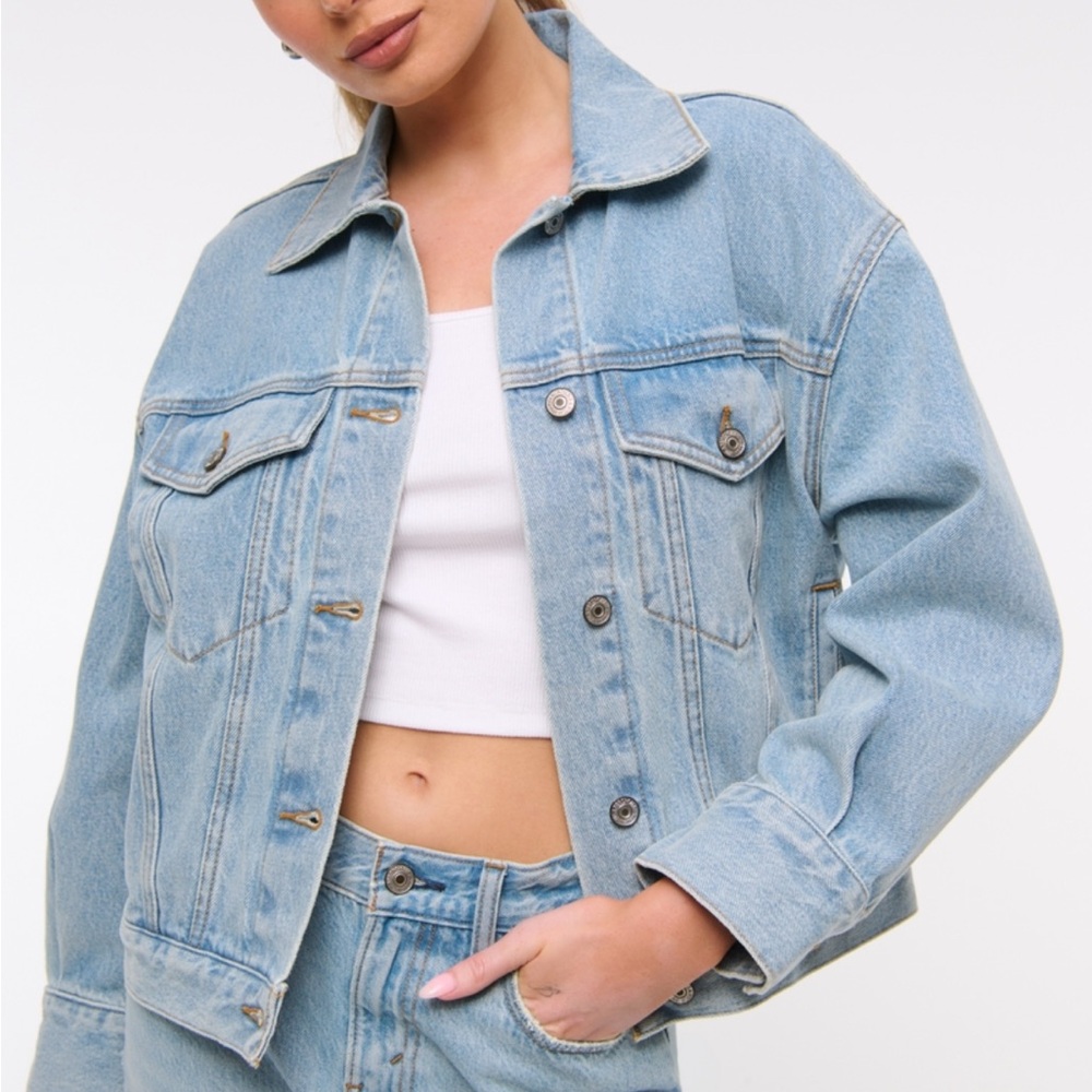 Abercrombie & Fitch Light Blue Denim Jean Jacket